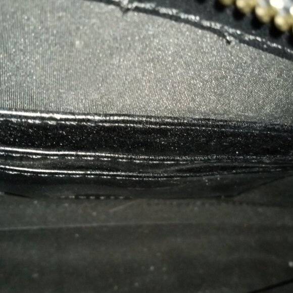 BLACK STUDDED CLUTCH SMALL PURSE WITH GOLD PLATED CHAIN HARDWARE - Picture 6 of 8